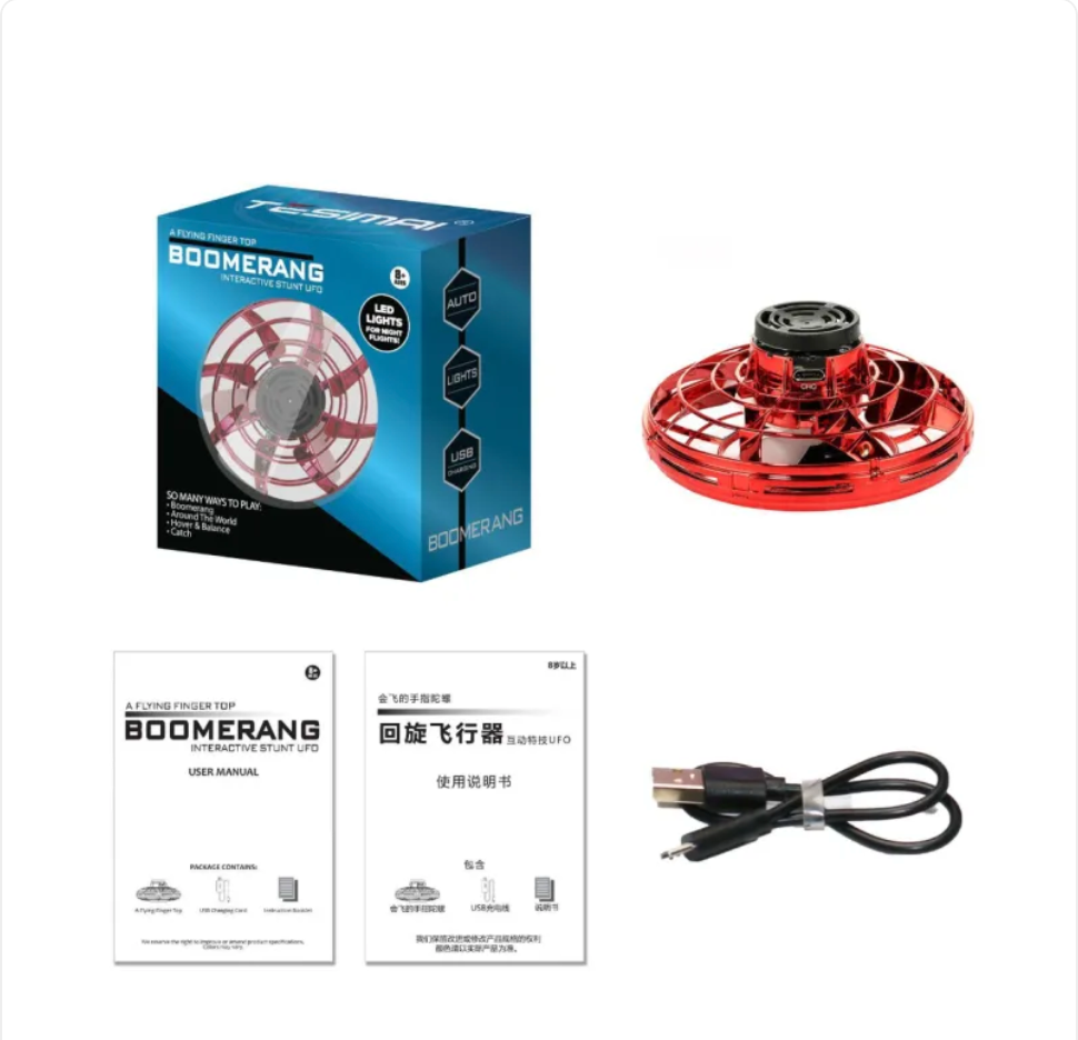 Mini LED UFO Spinner Drone - Fingertip Gyro Decompression Toy for Kids